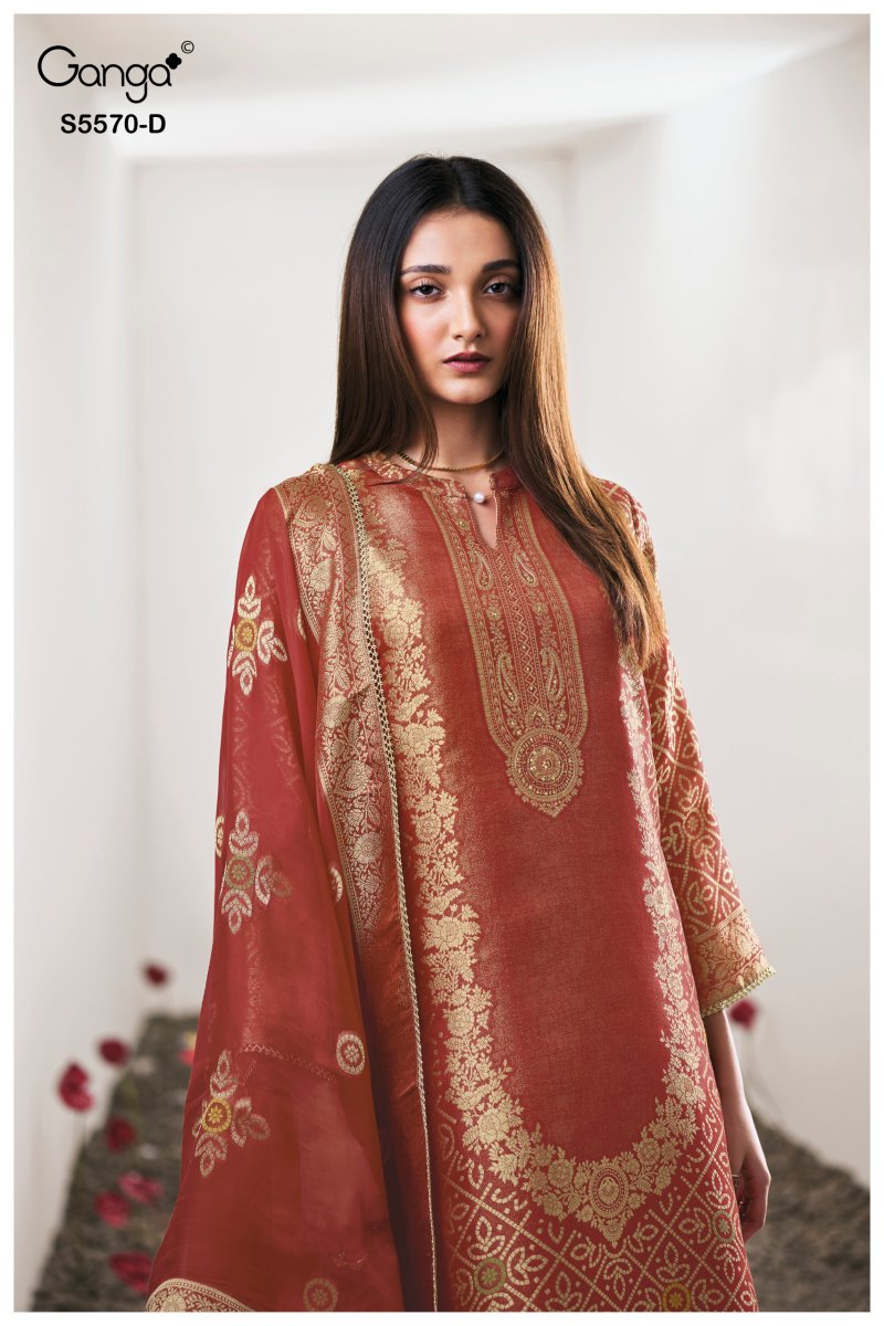 Mairya 5570 By Ganga Bemberg Giraffe Silk Salwar Kameez 